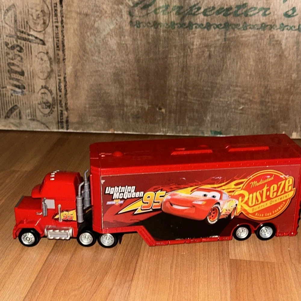 6 Lot Disney Pixar Cars Lightning McQueen Mack Truck Car Hauler Rust-eze Semi